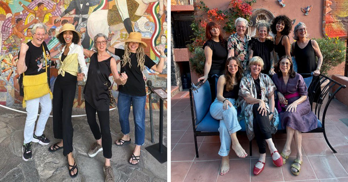 Michelle Allen posing with artist friends