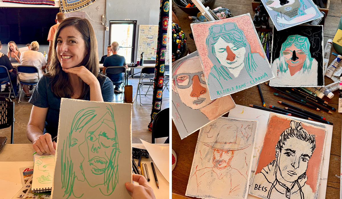 Michelle Allen in a portrait drawing class