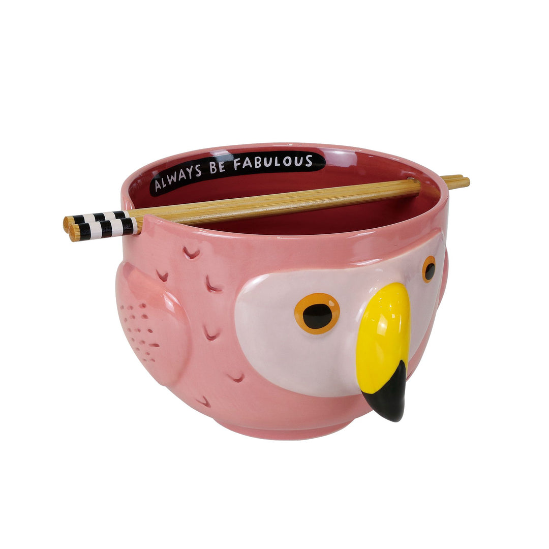 Flamingo Bowl with Chopsticks