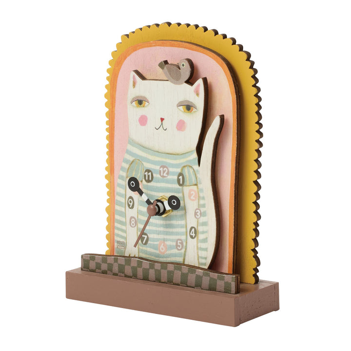 Purrfect Time  Wood Desk Clock