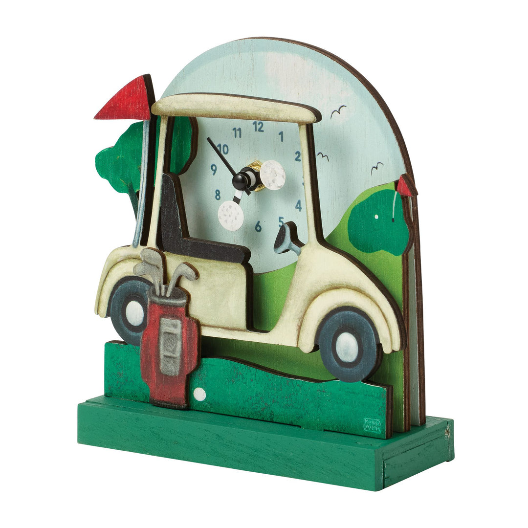 Tee Time Wood Desk Clock