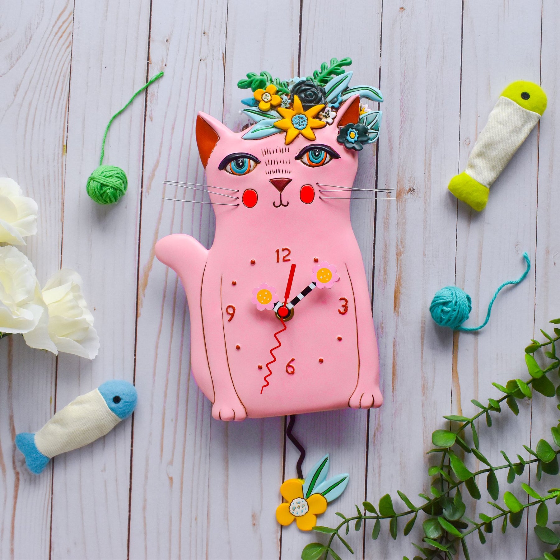 Prety Clock Pretty Kitty Pink Clock – Allen Designs Studio