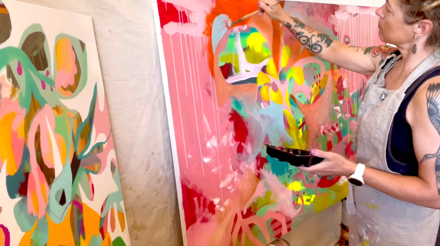 Michelle Allen painting canvas